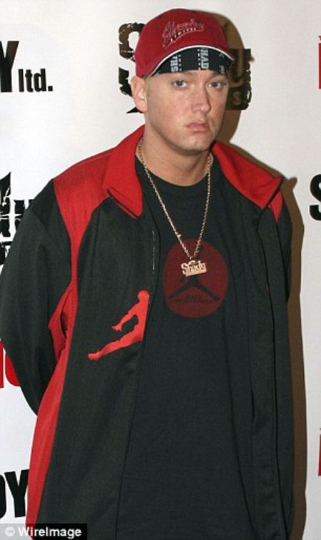 A picture of Eminem's drug-induced weight gain